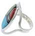 Southwest Genuine Sterling Silver Multicolor Ring Size 6-3/4 JX37639